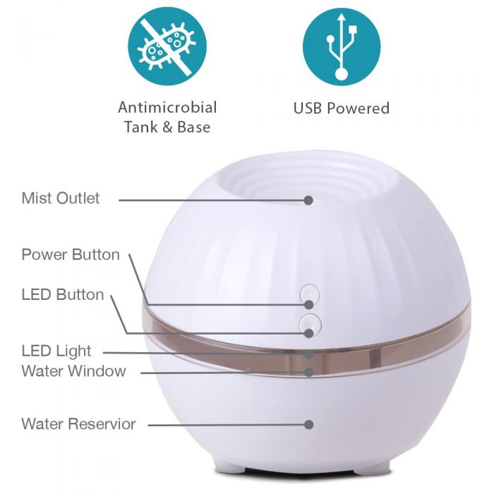 Air Innovations AI-100 Ultrasonic Cool Mist Personal Humidifier LED Mood Light - Air Innovations