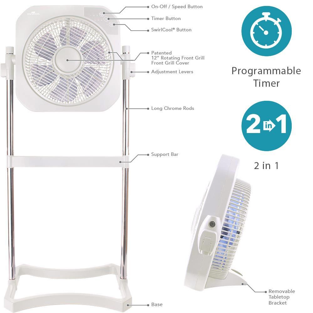 Air Innovations AI-4600 12” Swirl Cool 2-in-1 Fan with Remote - Air Innovations